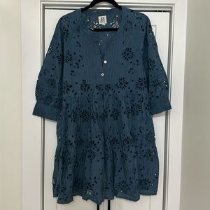 dRA los Angeles blue floral eyelet dress